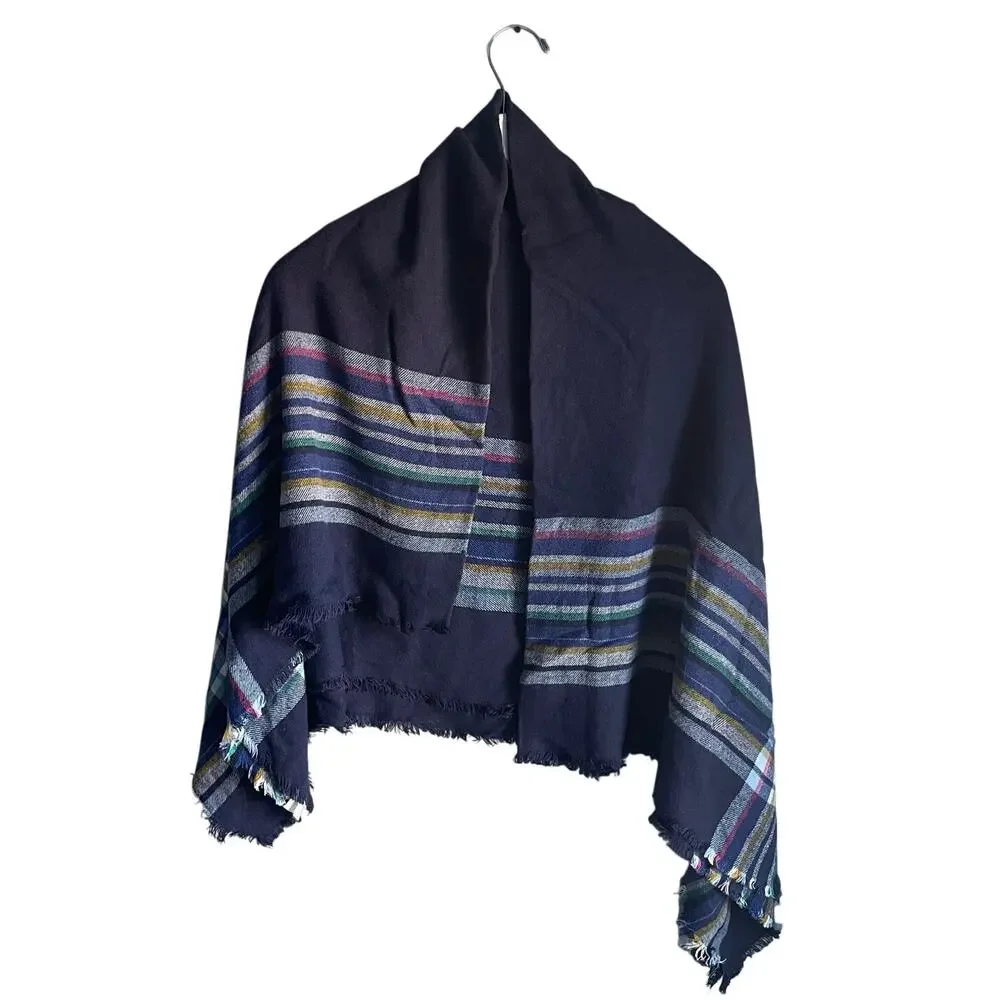 GAP Navy Blue Striped Scarf Shawl Blanket Preppy 51